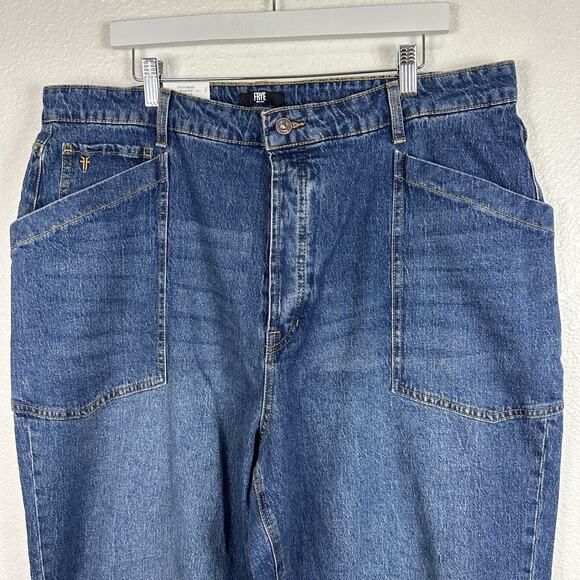 FRYE Barrel Jeans Women Size 18 Medium Wash High Rise Button Fly Denim Tapered - Picture 3 of 11